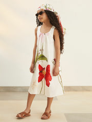 13-14 yrs | NYBG Floral Maxi Dress With Linen in Ivory | Reiss US