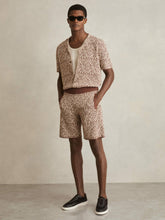 Tile Pattern Knit Shorts in Brown/White | Reiss Sale