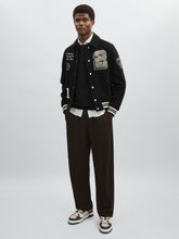 Les Deux Wool-Blend Varsity Jacket in Black | Reiss US