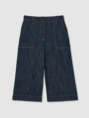 9-13 yrs Cotton-Linen Wide Leg Trousers in Indigo | Reiss For Sale