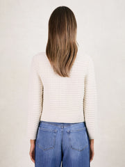 Paige Textured-Knit Cardigan in Ivory | Reiss Sale