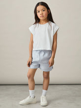4-9 yrs Cotton-Linen Drawstring Shorts in Soft Blue | Reiss