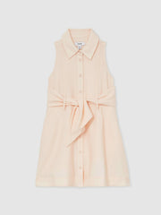 9-13 yrs Tie-Waist Collared Dress in Pink | Reiss Sale