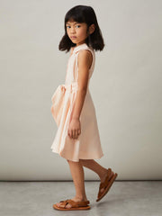 9-13 yrs Tie-Waist Collared Dress in Pink | Reiss Sale