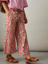 Cotton Linen Printed Trousers in Red | Reiss