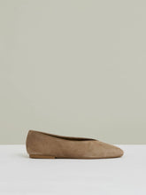 Leather Rounded-Point Toe Ballet Flats in Taupe | Reiss Onsale