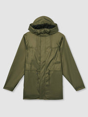 Rains Long Hooded Jacket in Revel Brass Green | Reiss Near Me