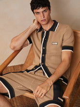 | Ché Crochet Colour-Block Shorts in Camel/Green | Reiss Near Me