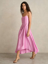Satin Drape-Detail Slip Dress in Pink | Reiss US