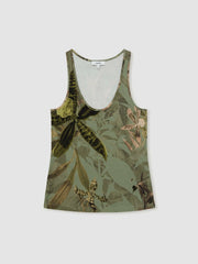 | NYBG Floral Scoop-Neck Vest in Khaki | Reiss USA