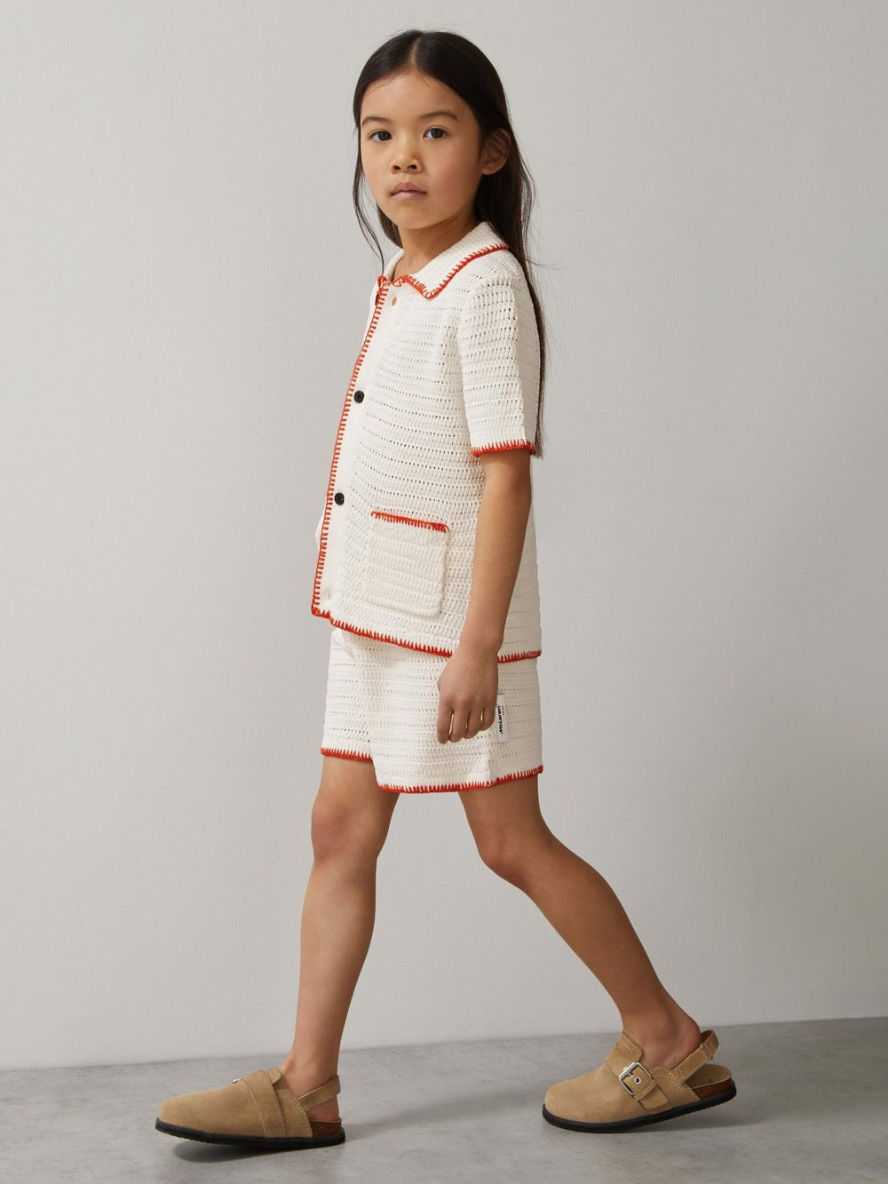 3-9 yrs McLaren F1 Team Crochet Shorts in Off White/Orange | Reiss USA