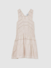 Shirred Ruffle Hem Mini Dress in Neutral | Reiss For Sale