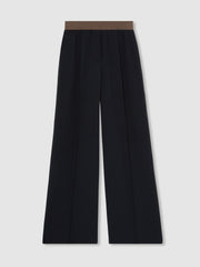 Wide-Leg Elasticated-Waist Trousers in Navy | Reiss For Sale