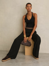 Petite Wide-Leg Elasticated-Waist Trousers in Black | Reiss Onsale