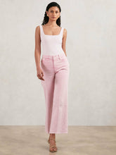 Cropped Palazzo Jeans in Rose Pink | Reiss