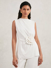 Halston Crepe Wide Leg Jumpsuit in Ivory | Reiss