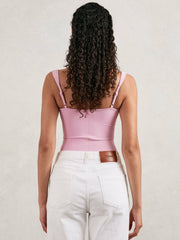 Good American Scuba Sweetheart Bodysuit in Light Pink | Reiss For Sale