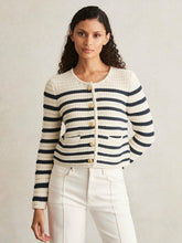 Paige Ivory Textured Knit Stripe Cardigan in Ivory | Reiss For Sale