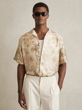 Jungle Print Cuban-Collar Shirt in Soft Sage Green | Reiss For Sale