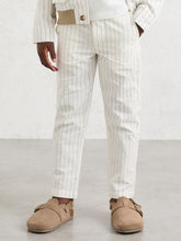 9-13 yrs Cotton Pinstripe Trousers Regular-Fit in Off White/Taupe Brown | Reiss Sale