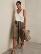 Sheer-Overlay High-Low Shorts in Mink Neutral | Reiss