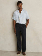 Linen Drawstring Relaxed-Fit Trousers in Navy | Reiss US
