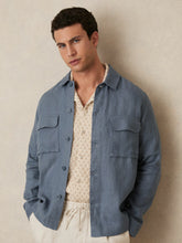 Linen Twin-Pocket Overshirt in Airforce Blue | Reiss USA