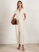 Good American Cotton Twill Jumpsuit with Stretch in Ecru | Reiss Sale