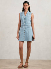 Paige Denim Button-Through Mini Dress in Jocelyn Blue | Reiss Discount