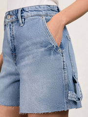 90S Long 100% Cotton Shorts in Indigo Blue | Reiss US