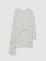 Halston Mini Ivory Asymmetric Cape Dress in Ivory | Reiss Near Me