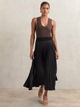 Pleated Midi Skirt in Black | Reiss Sale