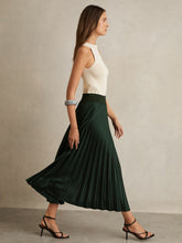 Pleated Midi Skirt in Dark Green | Reiss Onsale