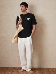 | Ché Cotton Palm-Print T-Shirt in Black | Reiss USA