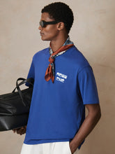 | Ché Cotton Palm-Print T-Shirt in Blue | Reiss Discount