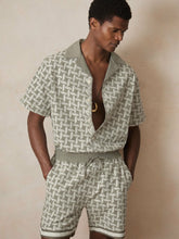 | Ché Motif-Embroidered Shirt in Sage/White | Reiss USA