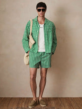 | Ché Poplin Stripe Pocket Shirt in Bright Green/White | Reiss Near Me