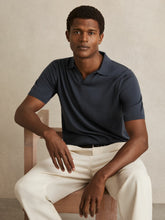 Merino Wool Open Collar Polo Shirt in Midnight Navy | Reiss For Sale