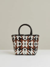 Small Leather Woven Tote Bag in Tan/White/Black | Reiss For Sale