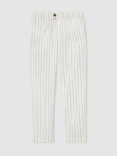 13-14 yrs Cotton Pinstripe Trousers Regular-Fit in Off White/Taupe Brown | Reiss Near Me