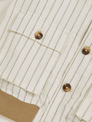 13-14 yrs Cotton Pinstripe Harrington Jacket in Off White/Taupe Brown | Reiss Sale