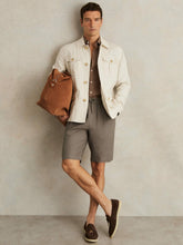 Linen Drawstring Shorts in Mushroom Brown | Reiss USA