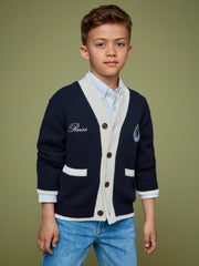 3-9 yrs SmileyWorld Logo Cardigan Unisex Fit in Off White | Reiss Onsale