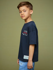 3-9 yrs SmileyWorld Oversize T-Shirt in Navy | Reiss Sale