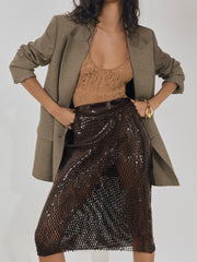 Atelier Laser-Cut Pencil Skirt in Chocolate | Reiss USA