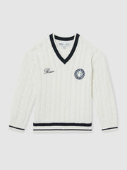 9-13 yrs SmileyWorld Cable-Knit Jumper Unisex Fit in Off White | Reiss USA