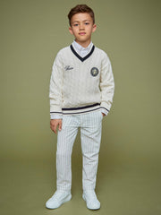 3-9 yrs SmileyWorld Cable-Knit Jumper Unisex Fit in Off White | Reiss Near Me