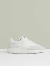 Bonded-Leather Suede Running Trainers in White | Reiss US