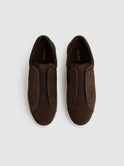 Suede Slip-On Elasticated Trainers in Chocolate Brown | Reiss Onsale