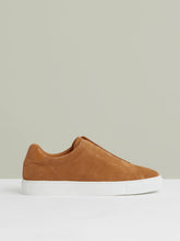 Suede Slip-On Elasticated Trainers in Tan Brown | Reiss Onsale